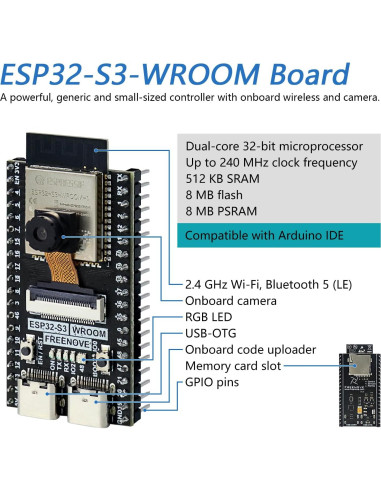 Kit de Inicio FREENOVE ESP32-S3 con Cámara y Tutorial 418 Páginas