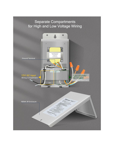 Transformador de Luz de Piscina Brilliantool 300W Acero Inoxidable