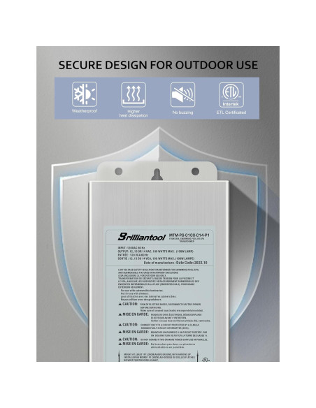 Transformador de Luz de Piscina Brilliantool 300W Acero Inoxidable