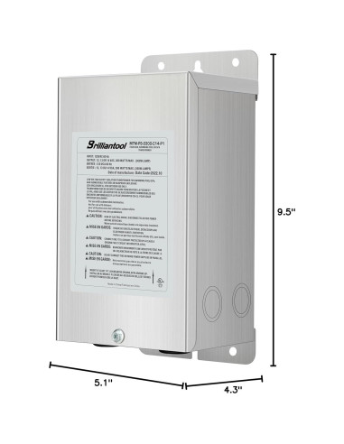 Transformador de Luz de Piscina Brilliantool 300W Acero Inoxidable