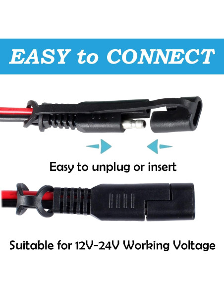 Cable de Conector SAE 16AWG con Terminal de Anillo 0.6m