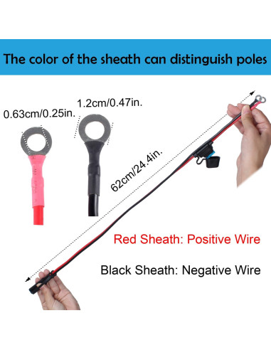 Cable de Conector SAE 16AWG con Terminal de Anillo 0.6m