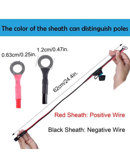 Cable de Conector SAE 16AWG con Terminal de Anillo 0.6m