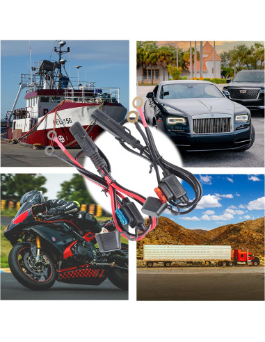 Cable de Conector SAE 16AWG con Terminal de Anillo 0.6m