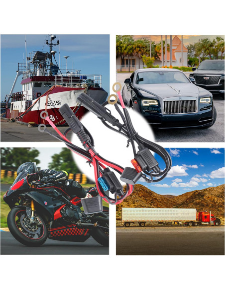 Cable de Conector SAE 16AWG con Terminal de Anillo 0.6m