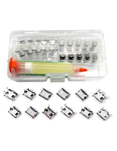 Kit de 60 Conectores Micro USB Femeninos ProCircFix 5 Pines
