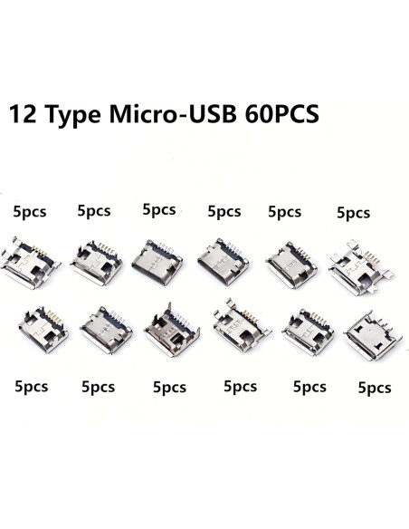 Kit de 60 Conectores Micro USB Femeninos ProCircFix 5 Pines