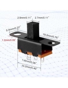 100pcs Mini Interruptor Deslizante SPDT Juasky SS-12F15 10x6x5mm 2