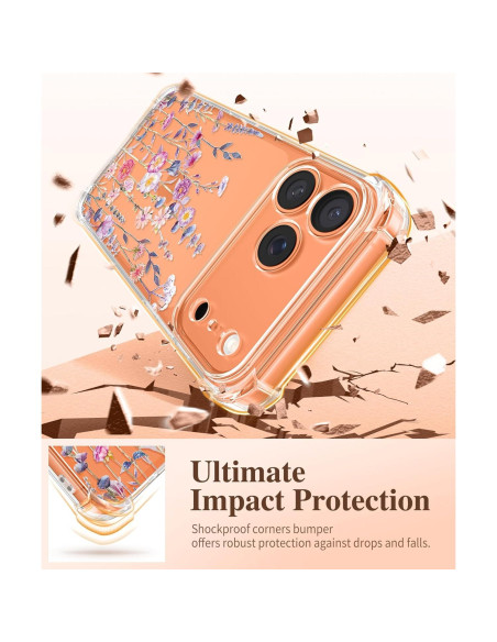 Funda GVIEWIN para iPhone 17 Pro con Protector de Pantalla Floral