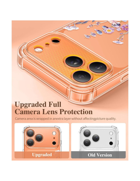 Funda GVIEWIN para iPhone 17 Pro con Protector de Pantalla Floral