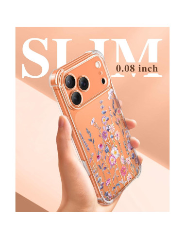 Funda GVIEWIN para iPhone 17 Pro con Protector de Pantalla Floral
