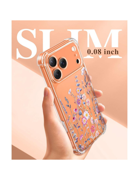 Funda GVIEWIN para iPhone 17 Pro con Protector de Pantalla Floral