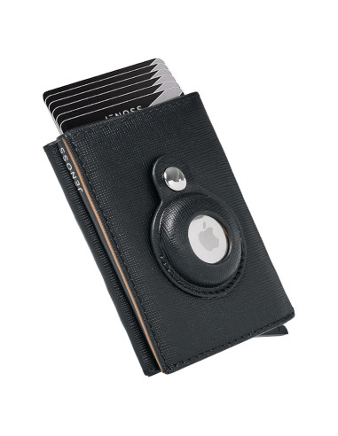 Billetera Jenoss Smart AirTag para hombres - Cuero Saffiano, RFID