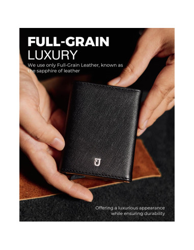 Billetera Jenoss Smart AirTag para hombres - Cuero Saffiano, RFID