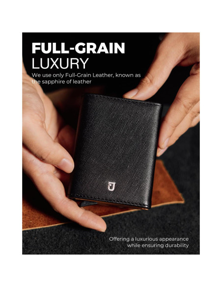 Billetera Jenoss Smart AirTag para hombres - Cuero Saffiano, RFID