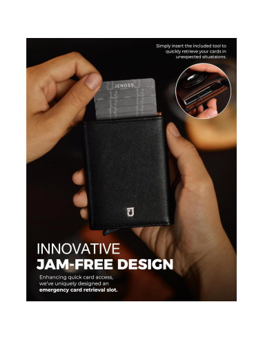 Billetera Jenoss Smart AirTag para hombres - Cuero Saffiano, RFID
