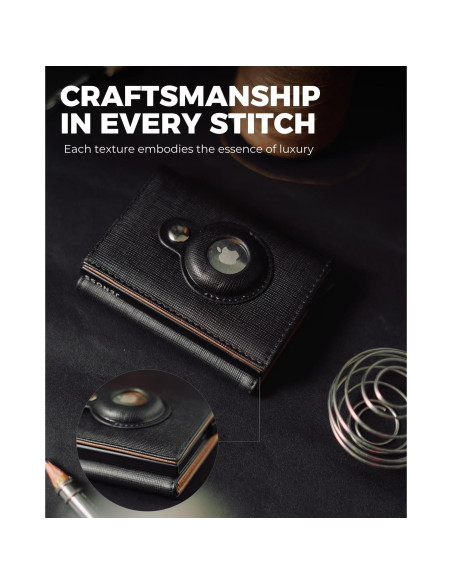 Billetera Jenoss Smart AirTag para hombres - Cuero Saffiano, RFID