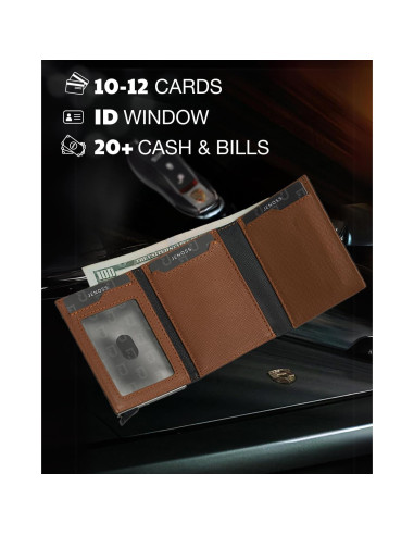 Billetera Jenoss Smart AirTag para hombres - Cuero Saffiano, RFID