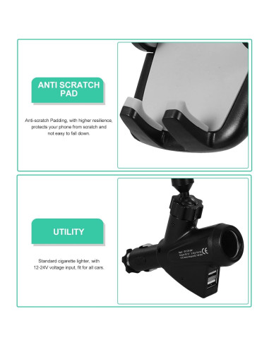 Soporte para Teléfono Veemoon + Cargador de Coche Dual USB