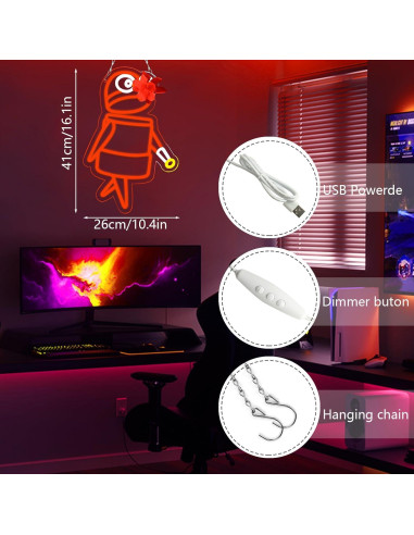 Señal de Neón Robot Rojo JFLLamp para Decoración de Pared