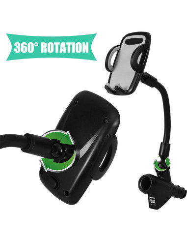 Soporte para Teléfono Veemoon + Cargador de Coche Dual USB