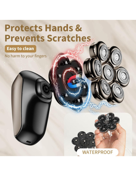 Afeitadora de Cabeza Calva SHPAVVER Turbo Impermeable IPX7