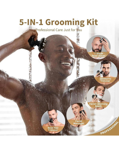 Afeitadora de Cabeza Calva SHPAVVER Turbo Impermeable IPX7