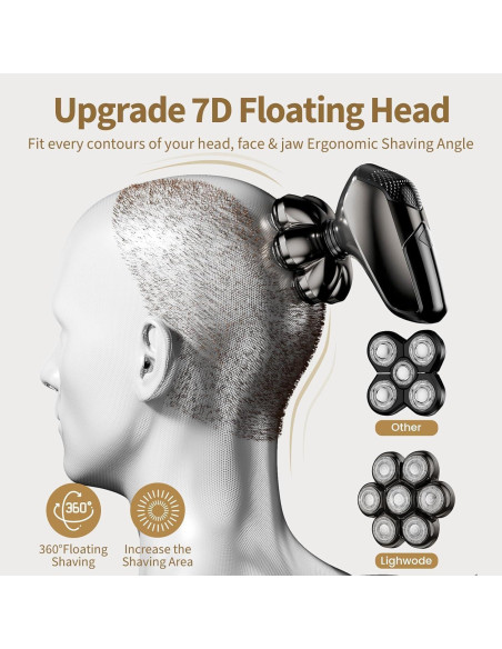 Afeitadora de Cabeza Calva SHPAVVER Turbo Impermeable IPX7