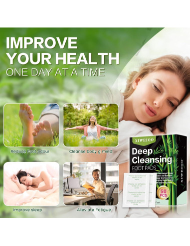 50 Almohadillas para Pies XIWEIOO con Aceite de Jengibre y Carbón