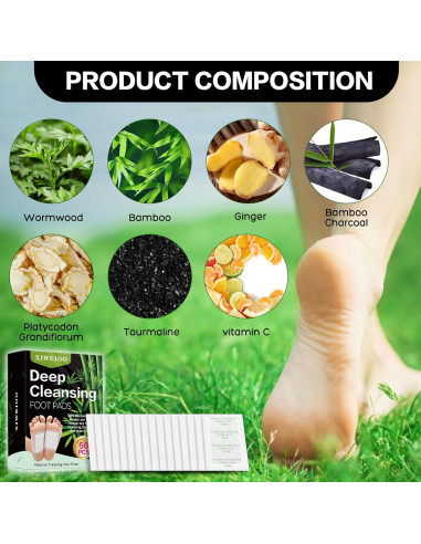 50 Almohadillas para Pies XIWEIOO con Aceite de Jengibre y Carbón