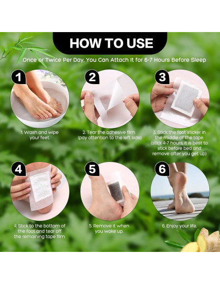 50 Almohadillas para Pies XIWEIOO con Aceite de Jengibre y Carbón