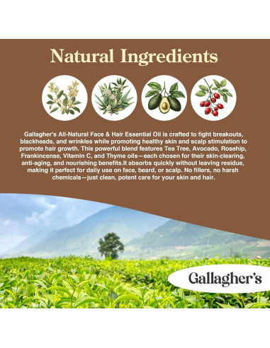 Aceite Esencial Natural Gallagher 60 ml - Cuidado Facial y Capilar