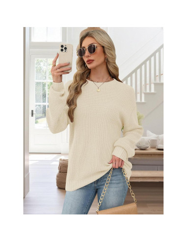 Suéter de Manga Larga Lylinan para Mujeres Talla S-XXL Beige