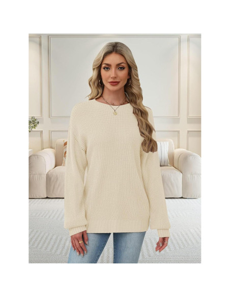 Suéter de Manga Larga Lylinan para Mujeres Talla S-XXL Beige