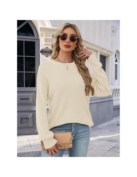 Suéter de Manga Larga Lylinan para Mujeres Talla S-XXL Beige