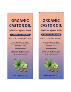 Aceite de Ricino Orgánico JISKG con Rodillo de Cuarzo Rosa 100ml