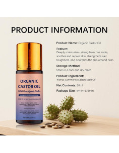 Aceite de Ricino Orgánico JISKG con Rodillo de Cuarzo Rosa 100ml 2