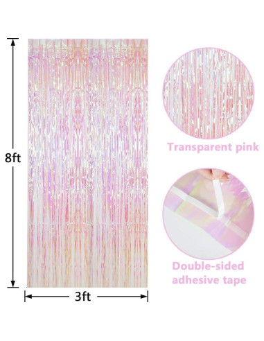Paquete de 4 Cortinas de Flecos Transparentes BTSD-home 2.44m