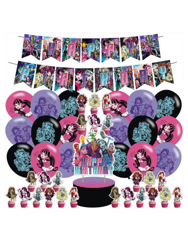 Decoraciones de Cumpleaños Chica Monstruo Ezcpigei - Set Completo