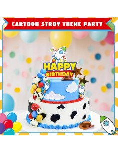 57 Piezas Adornos de Pastel Temáticos Ocool - Cielo, Nubes y Vacas 2