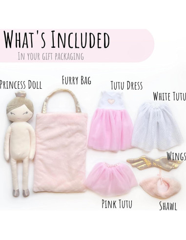 Conjunto de Muñeca Princesa Perfectto 7 Piezas 48 cm