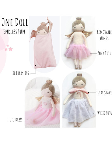 Conjunto de Muñeca Princesa Perfectto 7 Piezas 48 cm