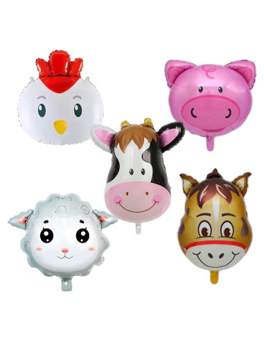 5 Globos de Aluminio de Animales de Granja LYK