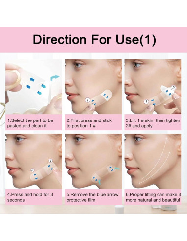 Cintas para Levantar la Cara Gpsuootd - 60 Pcs Parches Desechables