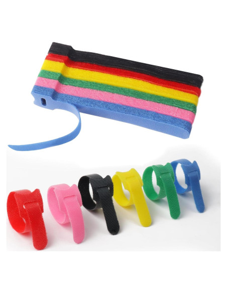 60 Bridas de Cable Reutilizables AexZzen Ajustables Multicolor