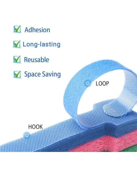 60 Bridas de Cable Reutilizables AexZzen Ajustables Multicolor