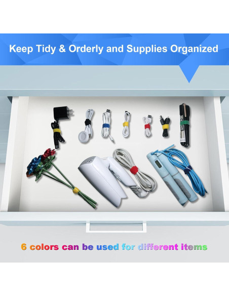 60 Bridas de Cable Reutilizables AexZzen Ajustables Multicolor