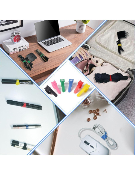 60 Bridas de Cable Reutilizables AexZzen Ajustables Multicolor