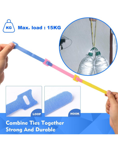 60 Bridas de Cable Reutilizables AexZzen Ajustables Multicolor