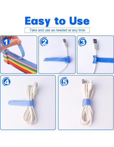 60 Bridas de Cable Reutilizables AexZzen Ajustables Multicolor